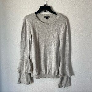 J. Crew Wool Blend Grey Ruffle Sleeve Sweater Size XS